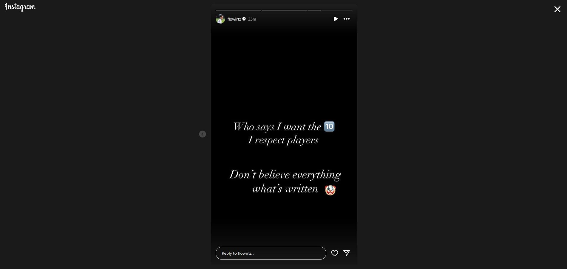 Florian Wirtz's Instagram story